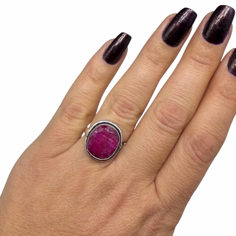 Ruby Ring 925 Sterling Silver Overlay Size 6 - image 2
